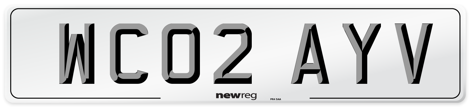 WC02 AYV Number Plate from New Reg